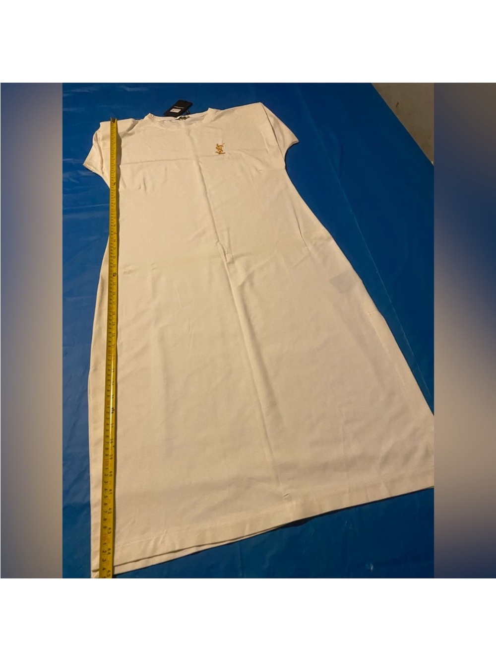 Saint Laurent White Maxi Dress with Gold Logo